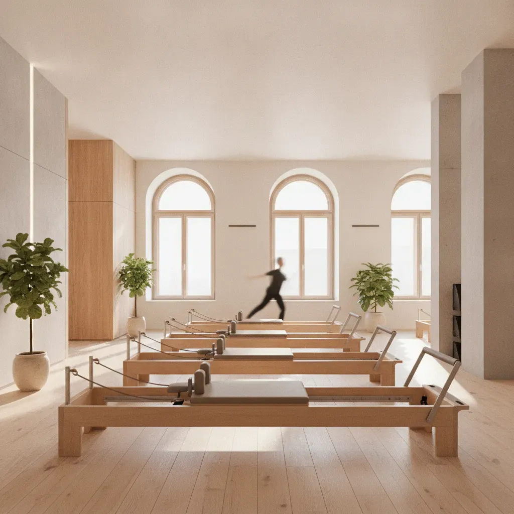 Reformer pilates Maribor – notranjost studia z reformerji